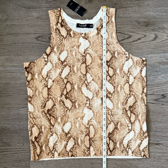 Lauren Ralph Lauren Snakeskin-Print Cotton-Blend Tank Top Size 2X - Brown - NWT - Picture 8 of 11
